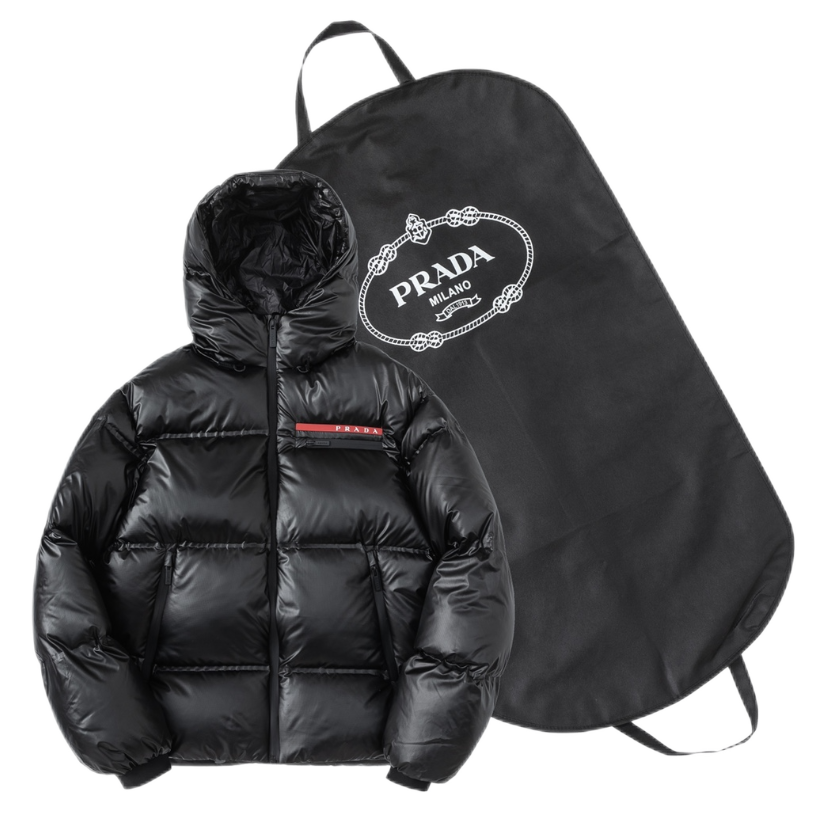 连帽短款羽绒服字母标亮黑色